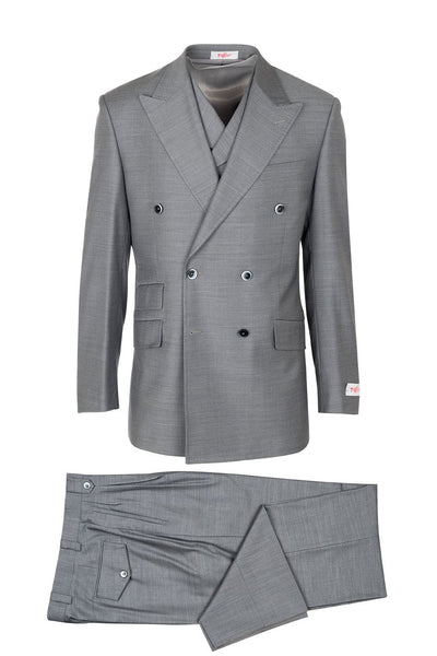 Tiglio Italian Suit - Real Wool Fabric Super 150's EST Gray, Wide Leg Suit & Vest in Color Gray 1 tiglio-est-gray-wide-leg-suit-vest-40r  - from alligatorwarehouse.com