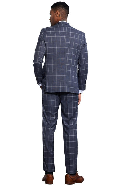 Men's Stacy Adams Classic One Button Vested Windowpane Suit in Charcoal Grey 4 SM178H1-30-38R  - from alligatorwarehouse.com