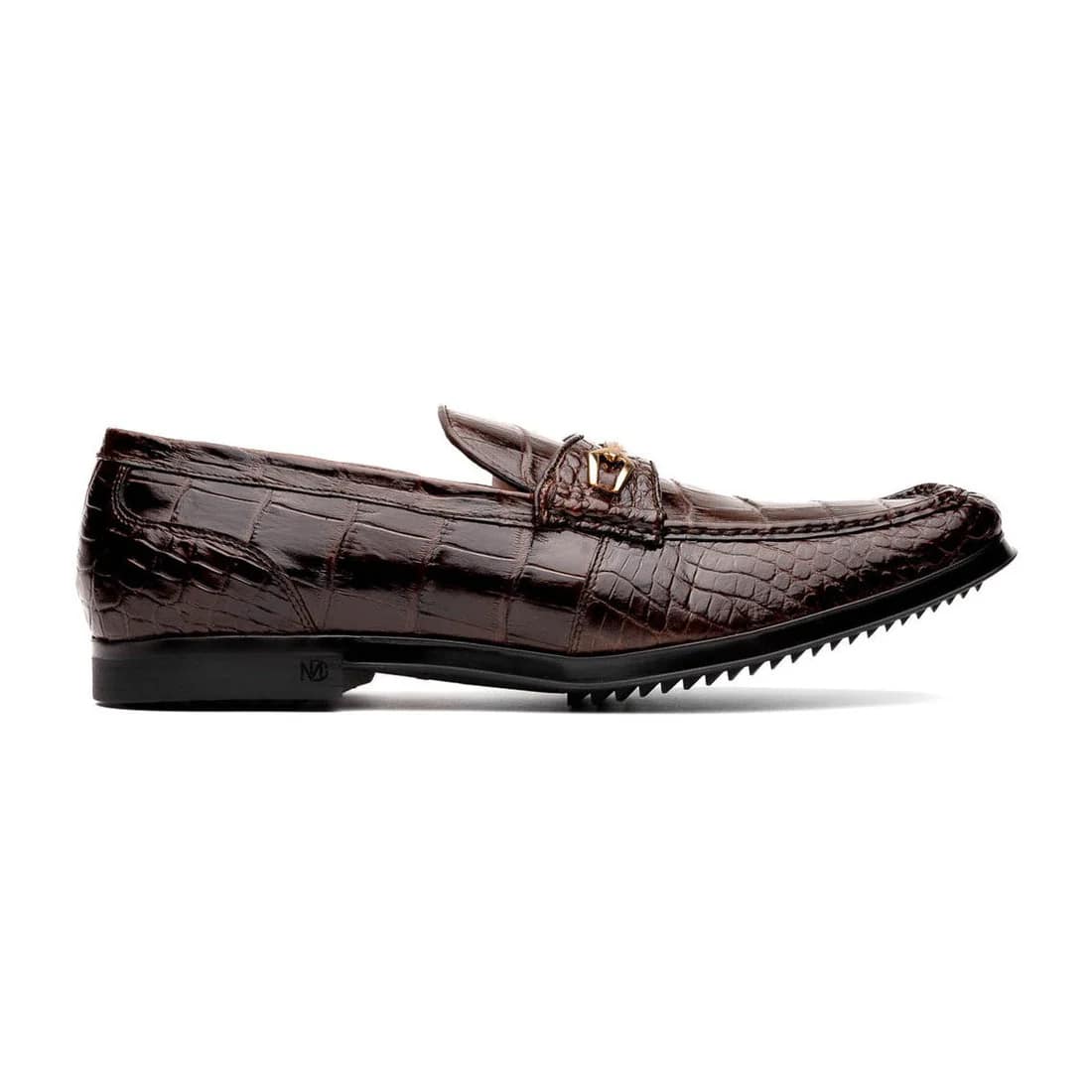 Marco Di Milano Hugo Men's Shoes Brown Stylish Exotic Alligator Horsebit Loafers