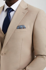 Men’s Stacy Adams Tan Suit – Vested, Two-Button, Timeless Designer Style