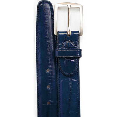 Men's Belvedere Genuine Eel Skin Dress Belt in Navy Blue 1 MEN 2002 NAVY-44 EEL BELT  - from alligatorwarehouse.com