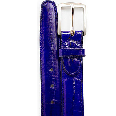 Men's Belvedere Genuine Eel Skin Dress Belt in Purple 1 MEN 2002 PURPLE-44 EEL BELT  - from alligatorwarehouse.com