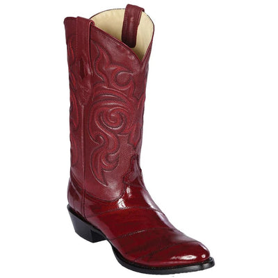 Los Altos Boots - Mens Dress Cowboy Boot - Low Priced Eel Burgundy R-Toe Boots-  in Burgundy 1   - from alligatorwarehouse.com
