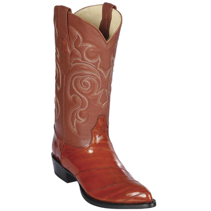 Los Altos Boots - Mens Dress Cowboy Boot - Low Priced Eel Skin Western Boots -  in Cognac