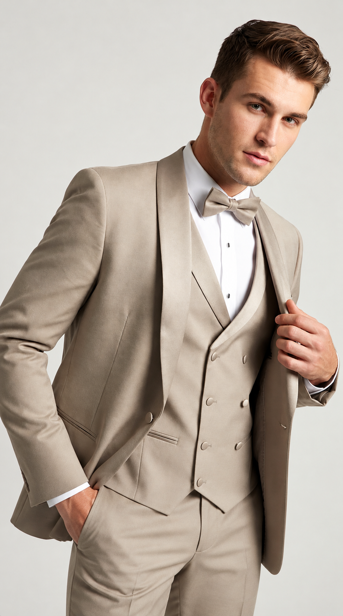 Champagne Modern Shawl Lapel Tuxedo Set – Wedding & Prom