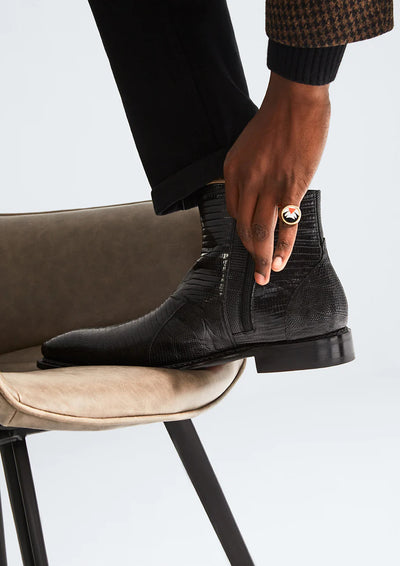 Peninsula Lizard Emblem Boot Black By Mezlan Made In Spain Brand 4   - from alligatorwarehouse.com