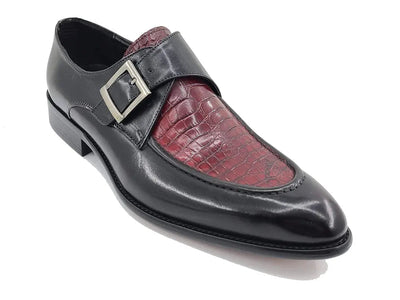 Embossed Moc Single Monkstrap Shoe 2 KS479-09TBLACKBURGUN75  - from alligatorwarehouse.com