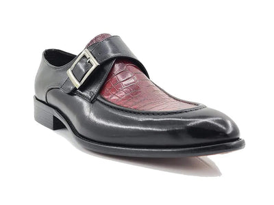 Embossed Moc Single Monkstrap Shoe 3 KS479-09TBLACKBURGUN75  - from alligatorwarehouse.com