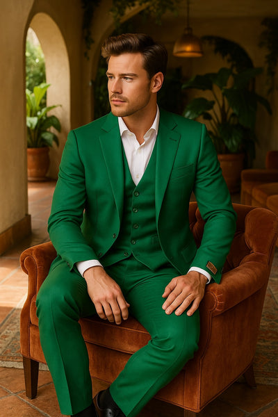 Mens Emerald Green 3-Piece Suit ƒ?? Slim Fit Wedding and Formal Suit by Alberto Nardoni 3   - from alligatorwarehouse.com
