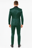 Mens Emerald Green Shiny Stripe Tuxedo Suit – Slim Fit 2-Piece Satin Lapel Dinner Jacket and Pants Ultra slim fit 4   - from alligatorwarehouse.com