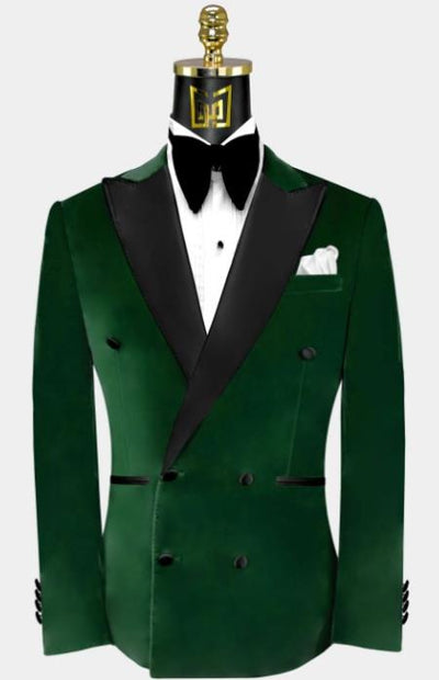 Double Breasted Tuxedo - Velvet Tuxedo Dinner Jacket In Black - Navy - Emerald Green - Burgundy 3   - from alligatorwarehouse.com