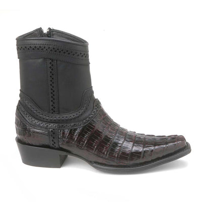 Los Altos Square Toe Men’s Brown Caiman Tail Low Shaft European Boots 3   - from alligatorwarehouse.com