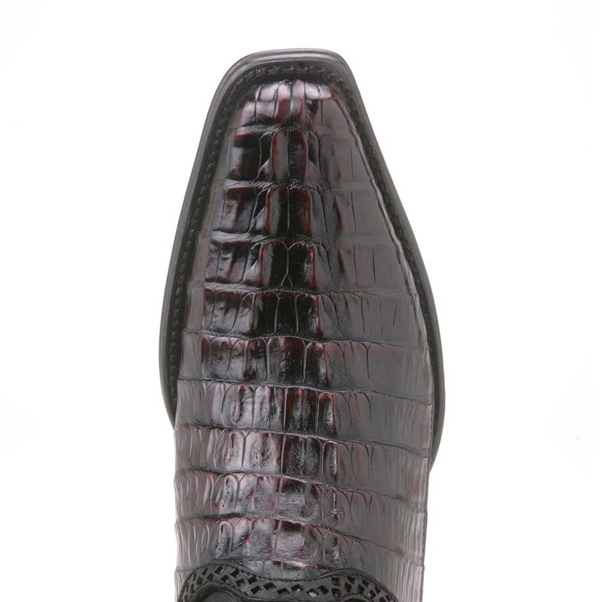 Los Altos Black Cherry Caiman Tail Low Shaft European Square Toe Men’s Boot