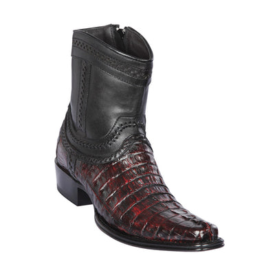 Los Altos Square Toe Men’s Brown Caiman Tail Low Shaft European Boots 1   - from alligatorwarehouse.com