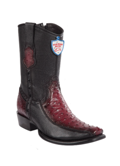 Wild West Botas de Avestruz Horma Dubai Toe Faded Burgundy 1   - from alligatorwarehouse.com