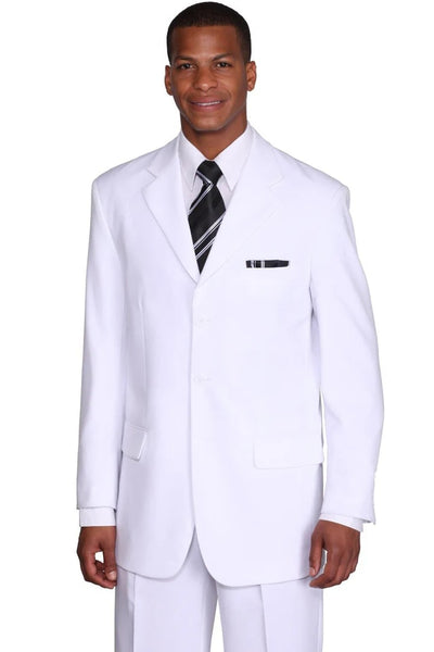 White Wedding Suit For Men - Perfect For Groom - Mens 3 Button Classic Fit Poplin Suit In White 1   - from alligatorwarehouse.com