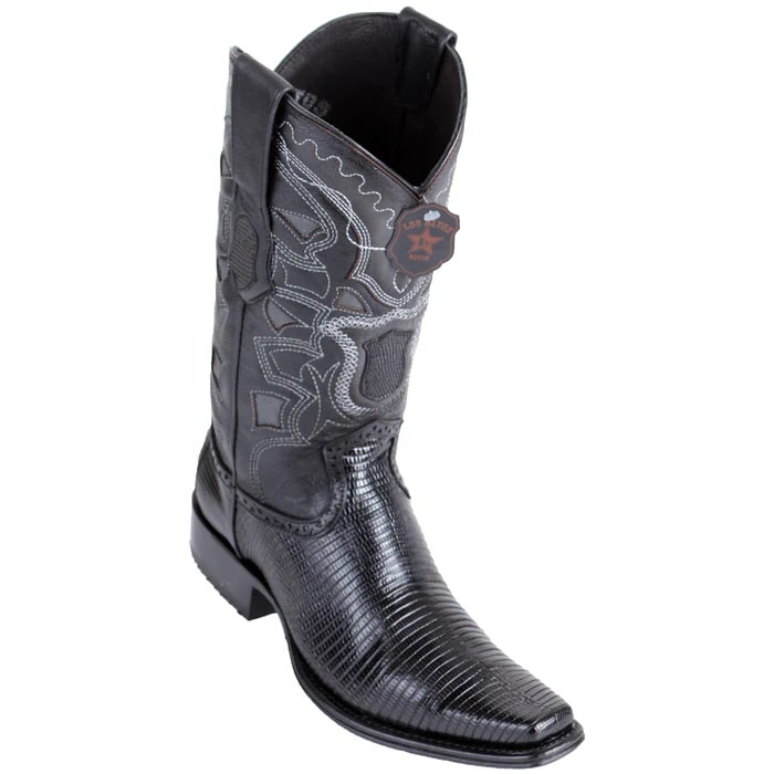 Los Altos Boots - Mens Dress Cowboy Boot - Low Priced Black Lizard Skin Boots- in Black