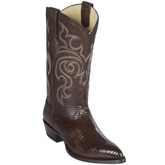 J Toe Cowboy Boots - J Toe Western Boots - Los Altos Boots - Mens Dress Cowboy Boot - Low Priced Lizard Teju Brown Cowboy Boots J-Toe- in Brown