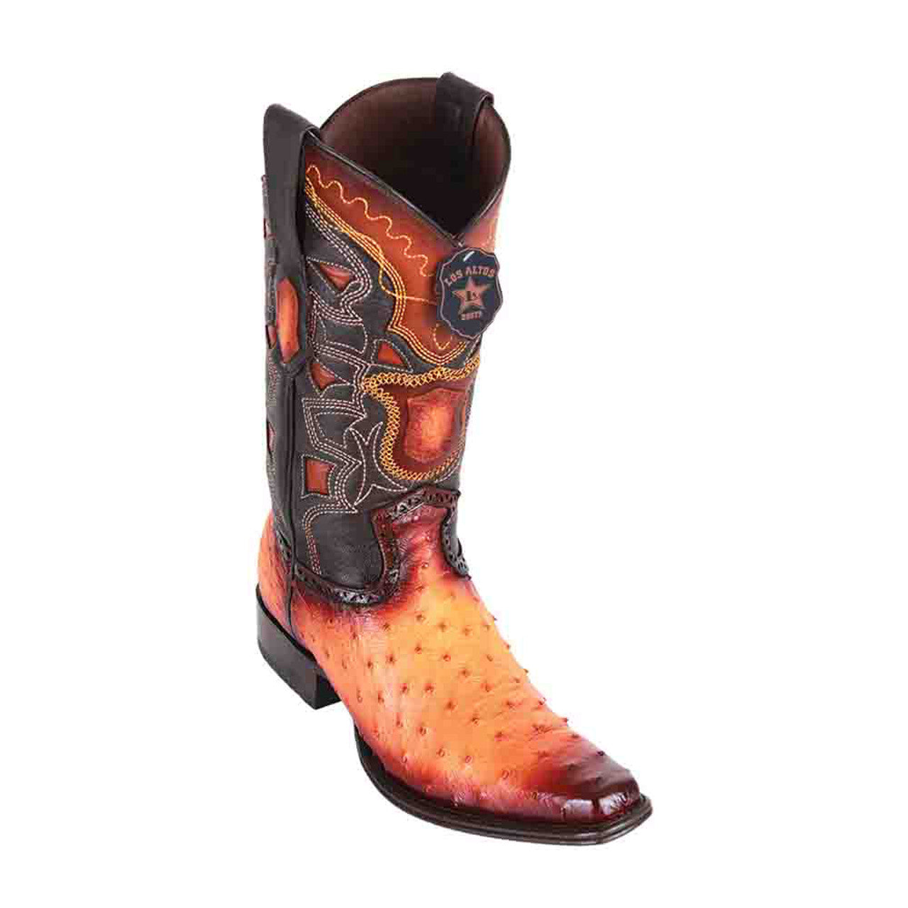 Los Altos Ostrich Faded Buttercup European Square Toe Men’s Boot Yellow Gold