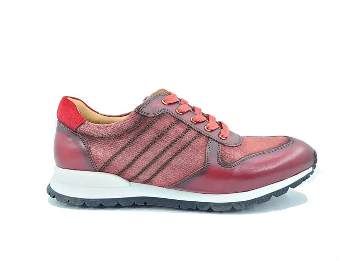 Carrucci Fashion Sneaker Calfskin with Canvas inlaid