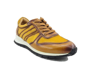 Fashion Sneaker Calfskin with Canvas inlaid 7 KS613-15BURGUNDY75  - from alligatorwarehouse.com