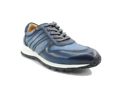 Fashion Sneaker Calfskin with Canvas inlaid 11 KS613-15BURGUNDY75  - from alligatorwarehouse.com