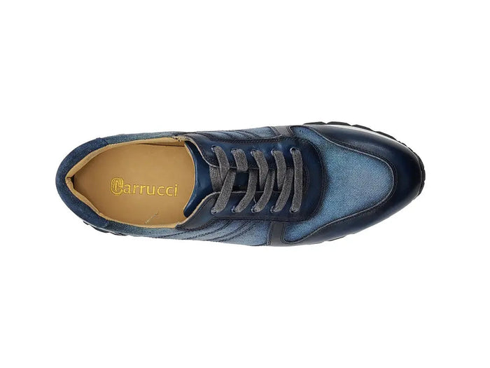 Carrucci Fashion Sneaker Calfskin with Canvas inlaid