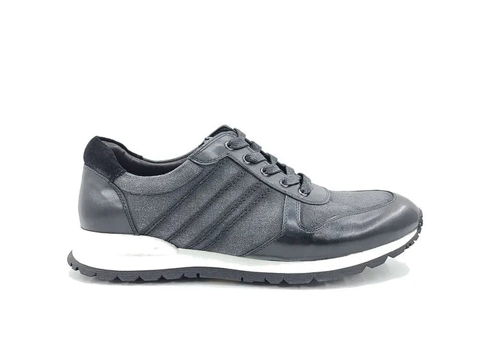 Carrucci Fashion Sneaker Calfskin with Canvas inlaid