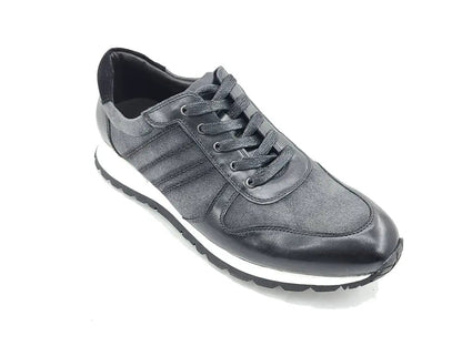 Carrucci Fashion Sneaker Calfskin with Canvas inlaid