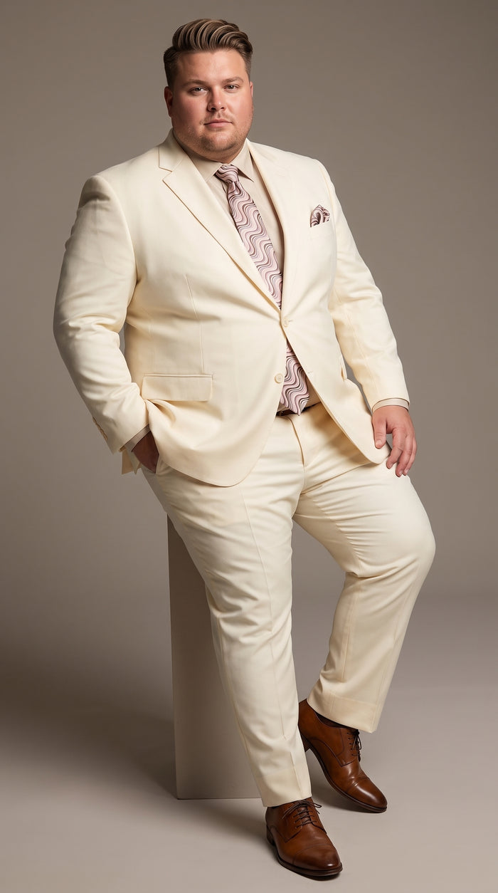 Apollo King Men’s Ivory Poplin Suit, 2 Button Modern Formal Wedding Dress Suit