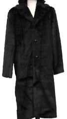 Mens Fashion Black Faux Fur Overcoat