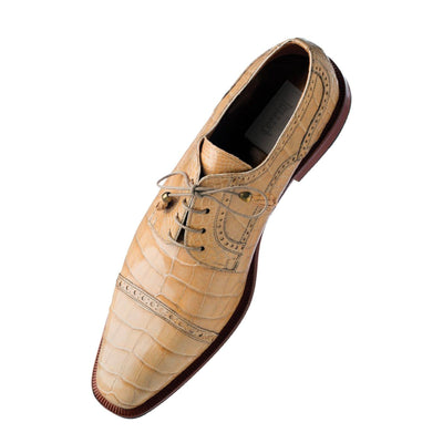 Mens Ferrini Alligator Cap Toe Dress Shoe in Tan 1 F216-DN-100  - from alligatorwarehouse.com