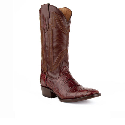 Mens Ferrini French Toe Alligator Belly Cowboy Boot in Black