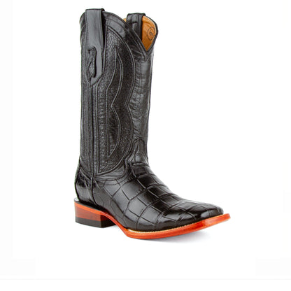 Mens Ferrini Alligator Belly Square Toe Cowboy Boot in Black