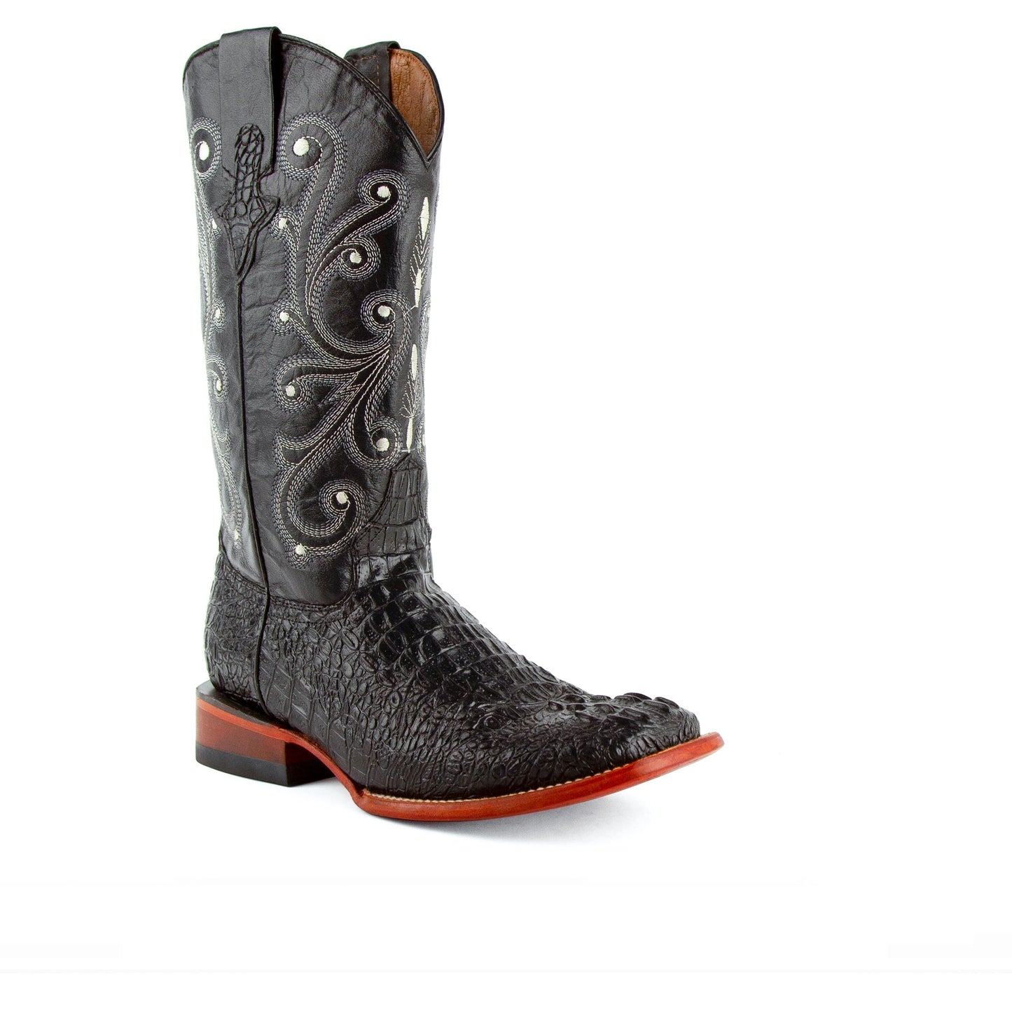 Mens Ferrini Stampede Crocodile Print Cowboy Boot in Brown