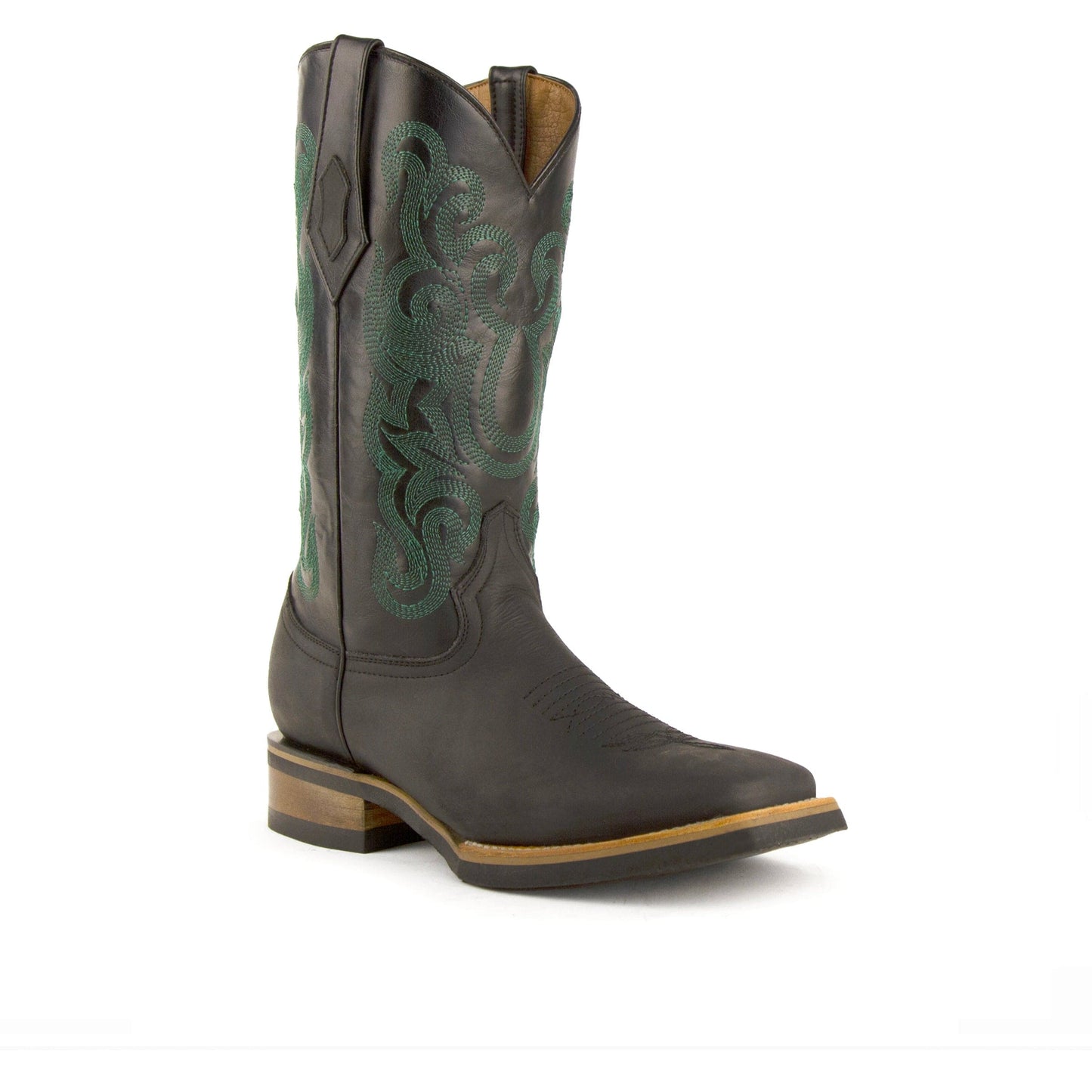 Mens Ferrini Maverick Square Toe Leather Cowboy Boot in Chocolate