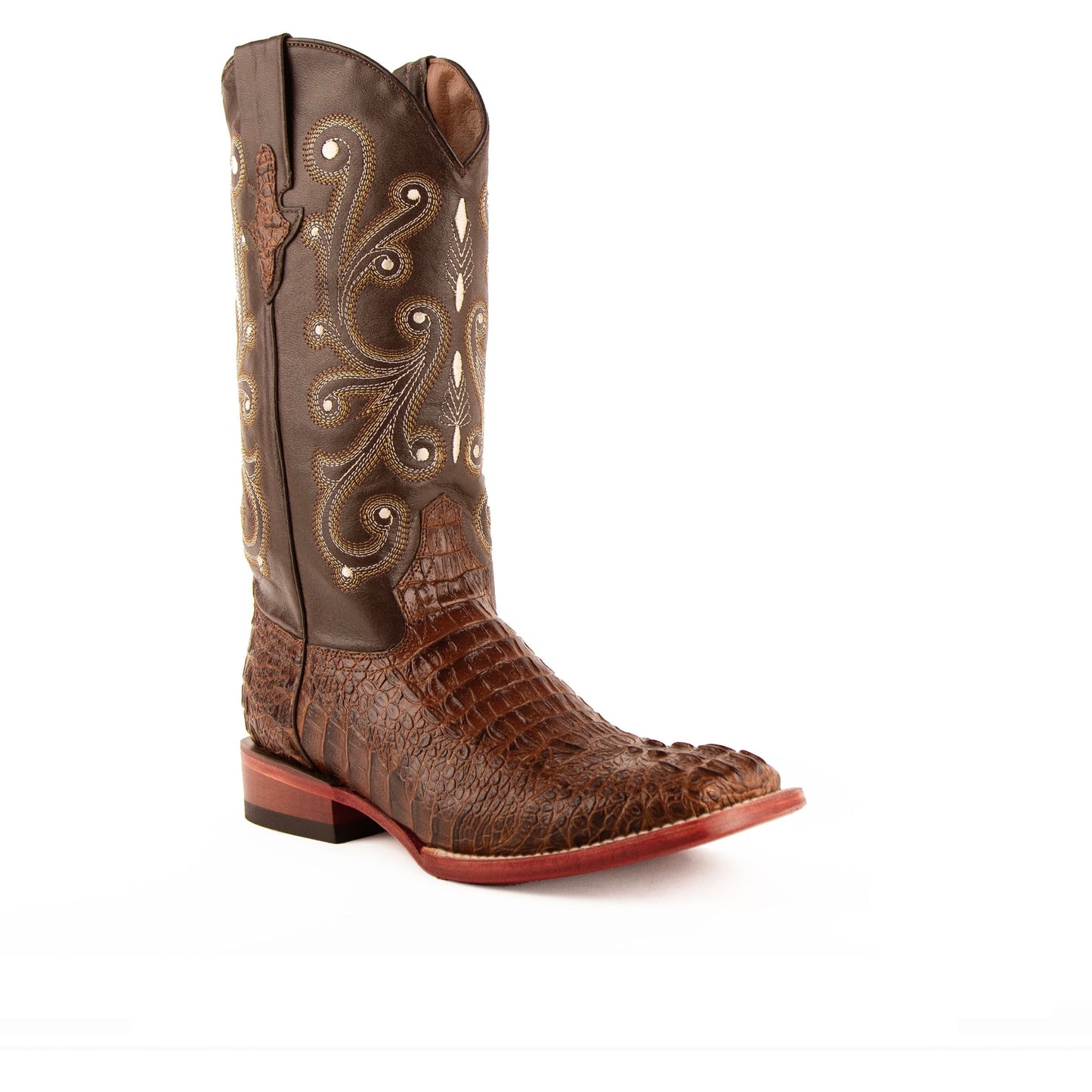 Mens Ferrini Stampede Crocodile Print Cowboy Boot in Black