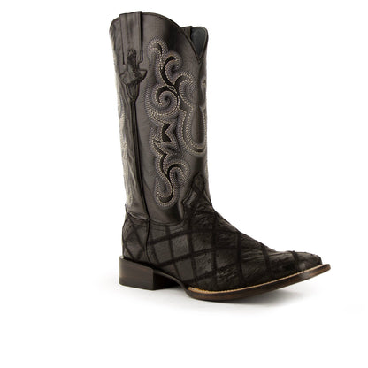 Mens Ferrini Ostrich Quill Patchwork Cowboy Boot in Kango Tabac