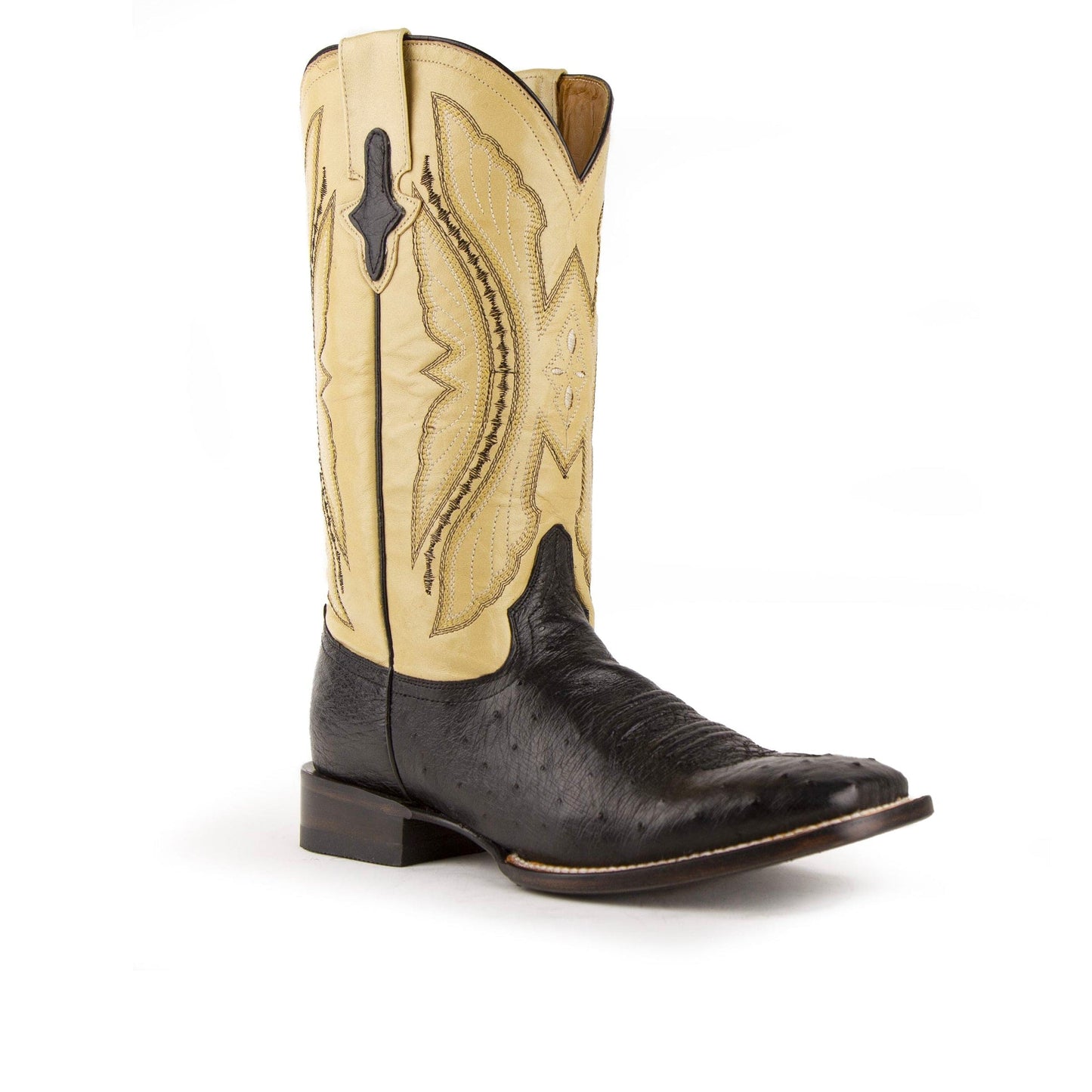 Mens Ferrini Square Toe Smooth Ostrich Cowboy Boot in Cognac