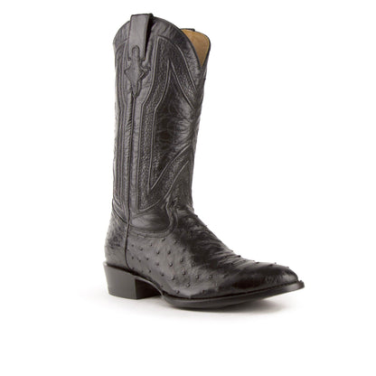 Ferrini Colt Ostrich Quill Medium Round Toe Cowboy Boot in Cognac