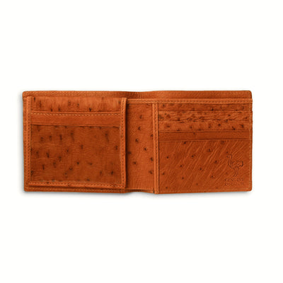 Mens Full Ostrich Quill Billfold Wallet in Cognac 2 AABF-CG  - from alligatorwarehouse.com