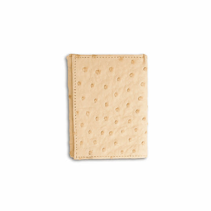 Mens Full Ostrich Quill Trifold Wallet in White