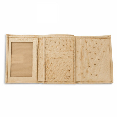 Mens Smooth Ostrich Trifold Wallet in White 2 AA8TF-WW  - from alligatorwarehouse.com