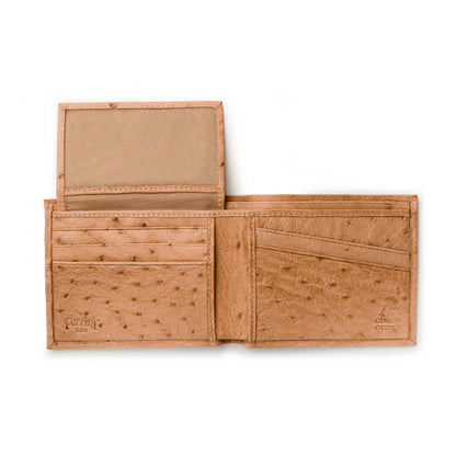 Mens Smooth Ostrich Billfold in Oryx Tan