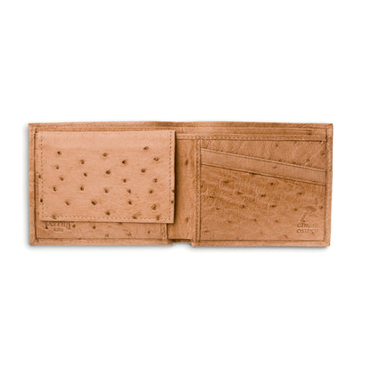 Mens Smooth Ostrich Billfold in Oryx Tan