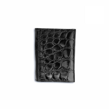 Mens Alligator Trifold Wallet in Black