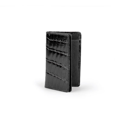 Mens Alligator Card Holder Wallet in Black