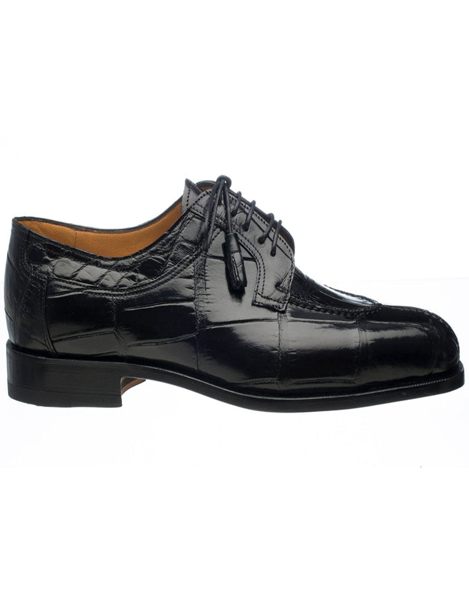 Ferrini Shoes - Mens Alligator Dress Shoe - Ferrini 3520 Belly Alligator Split Toe Black Shoes