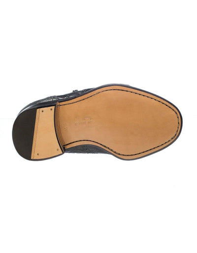 Ferrini Shoes - Mens Alligator Dress Shoe - Ferrini 3673 Belly Alligator Wingtip Shoes Black 3 F3673-BL-105  - from alligatorwarehouse.com