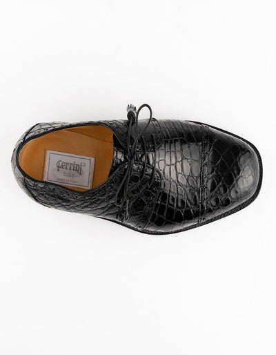 Ferrini Shoes - Mens Alligator Dress Shoe - Ferrini 3798 Alligator Cap Toe Shoes Black 3 F3798-BL-090  - from alligatorwarehouse.com